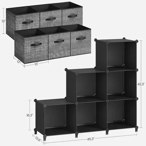 Miniatura 4 de SONGMICS Cubos de almacenamiento y organizador grande de almacenamiento de 6 cubos, contenedores de tela no tejida de 13 pulgadas con asas dobles