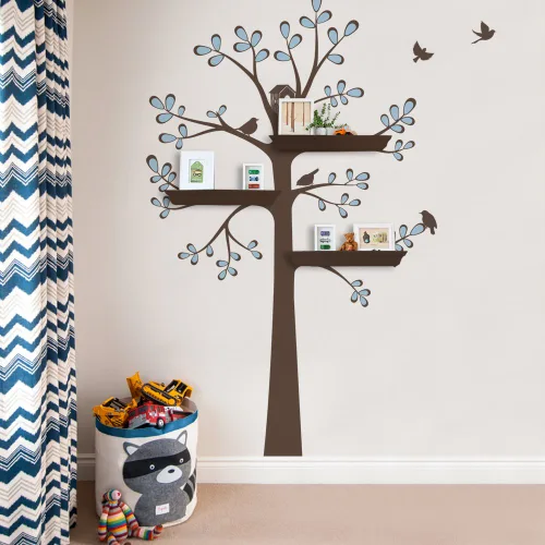 Miniatura 3 de Simple Shapes - Adhesivo para pared de árbol con pájaros (tamaño pequeño (aprox.): 51 pulgadas de ancho x 88 pulgadas de alto, esquema B