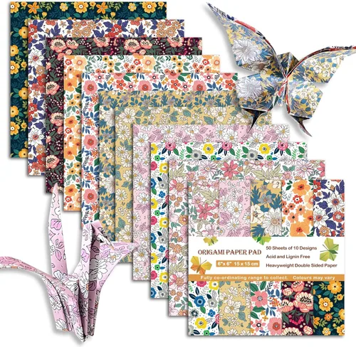 Miniatura 12 de Kit de papel para Origami, doble cara, 100 hojas, 20 colores, 6 pulgadas, cuadrado japonés Chiyo, fácil de doblar, para manualidades, bricolaje