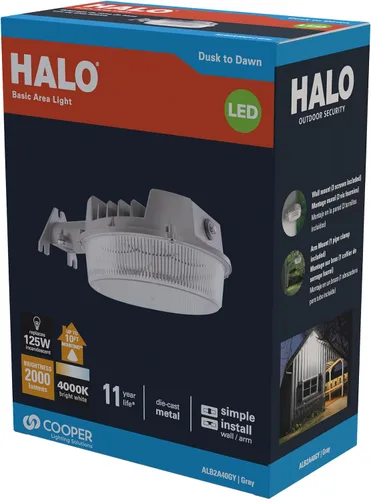 Miniatura 9 de HALO ALB - Luz LED de área de seguridad para exteriores del atardecer al amanecer con 2000 lúmenes, montaje en pared o poste, gris texturizado