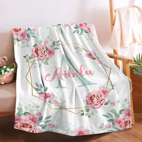 Miniatura 37 de Manta de bebé personalizada para niñas y niños pequeños, recién nacidos, regalos personalizados de vaca floral con nombre y texto, 40 x 30 pulgadas