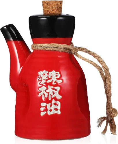 Dispensador de salsa de soja japonés, recipiente de salsa de soja, recipiente de condimentos de porcelana, dispensador de aceite de cerámica, Rojo