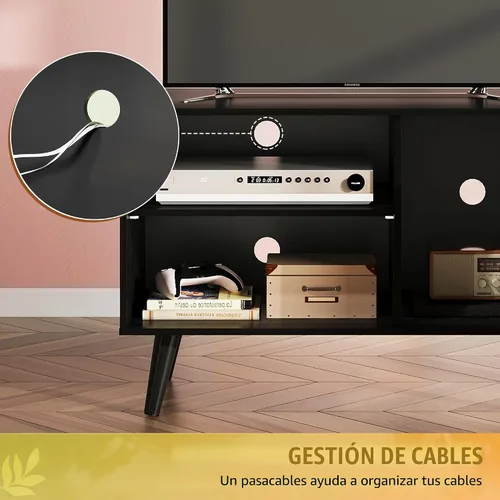 Miniatura 6 de WLIVE Soporte de TV para televisores de 40 pulgadas, pequeño centro de entretenimiento con gabinete de almacenamiento, soportes de TV modernos