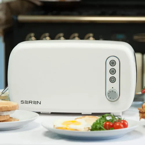Miniatura 10 de BergHOFF Seren - Tostadora de carga lateral con exterior Cool Touch y bandeja extraíble para migas, color blanco, sin bandeja para servir