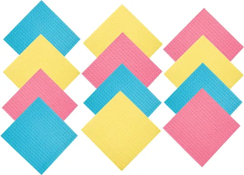Paños de cocina suecos reutilizables (paquete de 12) – Paños de limpieza de cocina ultra absorbentes y ecológicos – Mejor alternativa a toallas de