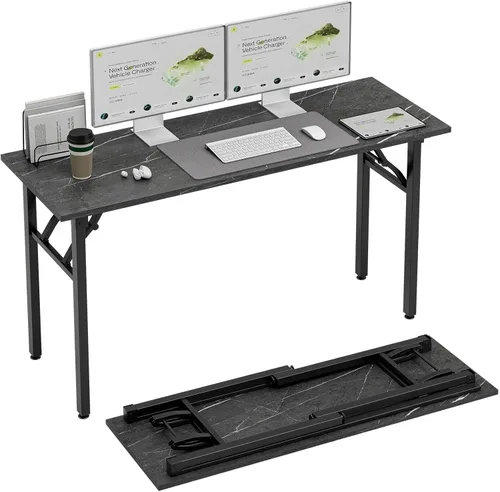 Miniatura 27 de TEMI Mesa de Computadora Pequeña Mesa Plegable - Escritorio de Oficina Plegable de 35.8", Sin Ensamblaje, Perfecto para Espacios Pequeños