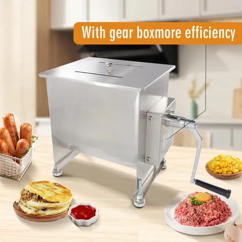 Miniatura 6 de CMI Mezcladores de carne manuales de acero inoxidable comercial con tapa, tanque fijo de 16 libras/10 L, (mezcla máxima de 15 libras para carne)