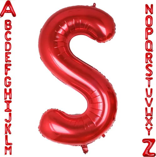 AULE Globos de helio con letra roja S, de 40 pulgadas, grandes, gigantes, de lámina de mylar, rojos, para decoraciones de cumpleaños, aniversarios y