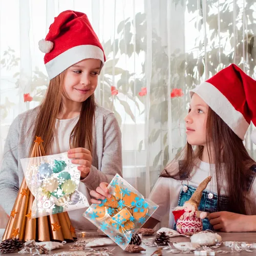 Miniatura 6 de Yinder 500 bolsas de invierno para galletas de invierno, bolsa de celofán con copos de nieve, bolsa de dulces autoadhesiva para suministros de Blanco