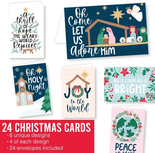 Miniatura 5 de Hadley Designs Tarjetas de Navidad Cristianas Con Sobres Religiosos – 24 Tarjetas de Navidad Religiosas en Blanco de la Natividad con Jesús