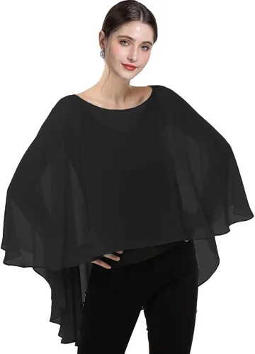 Miniatura 4 de Baoqiya Capa de gasa transparente capelets larga poncho para mujer talla grande