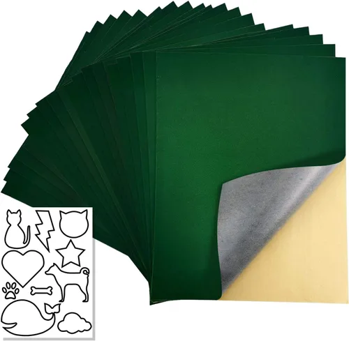 20 hojas de terciopelo autoadhesivas, tela de franela autoadhesiva para forro de pelusa de cajas de joyería (esmeralda)