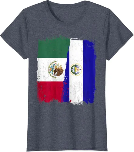 Miniatura 61 de Camiseta con la bandera mexicana de El Salvador con la mitad de la bandera mexicana de El Salvador