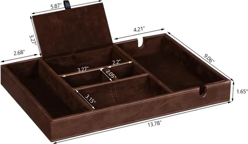Miniatura 7 de BEWISHOME Bandeja de valet para hombre, organizador de mesita de noche, organizador de almacenamiento de escritorio con estación de carga grande