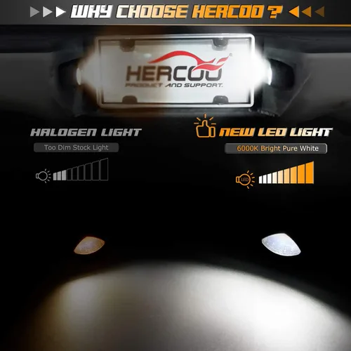 Miniatura 2 de HERCOO Luz LED para placa de matrícula, carcasa de lente, bombillas blancas, ensamblaje compatible con Toyota Tacoma 1995-2004, parachoques trasero