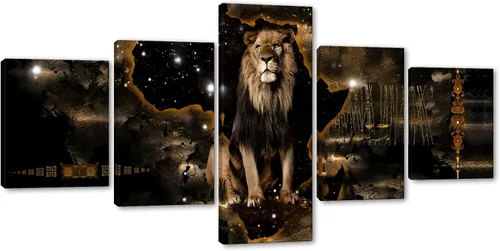 Miniatura 61 de 5 piezas de pintura sobre lienzo ardiente de fénix dibujado en estilo heráldico fuego fénix arte de pared vintage impresiones obras de arte arte