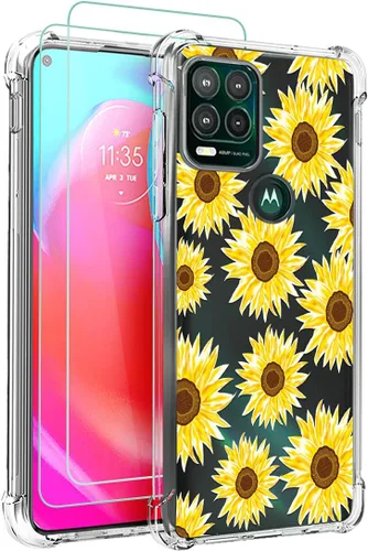 Miniatura 10 de Osophter Funda para Moto G Stylus 5G 2021 con 2 protectores de pantalla floral para niñas y mujeres, absorción de golpes, funda de goma TPU flexible