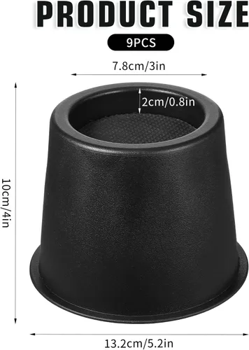 Miniatura 2 de Paquete de 9 elevadores de muebles de 4 pulgadas, elevadores de cama de 4 pulgadas, resistentes con almohadillas antideslizantes, soporta 1500