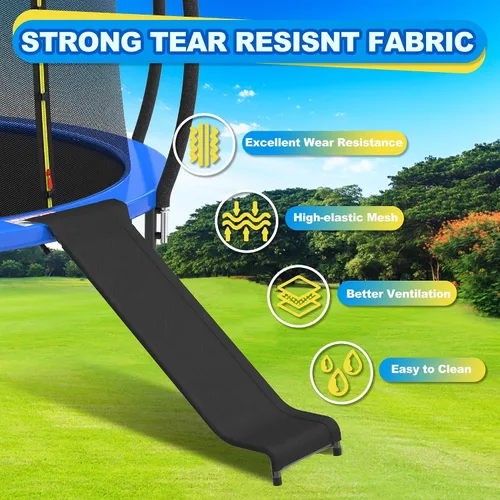 Miniatura 3 de Kit de escalera y tobogán para cama elástica, tobogán universal de 3 escalones con amortiguador, accesorios de trampolín fáciles de escalar