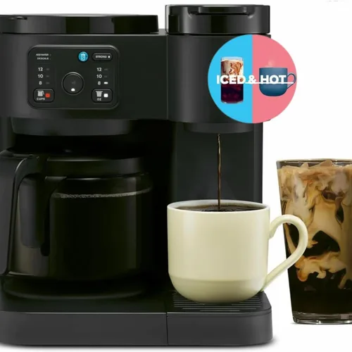 Miniatura 2 de K-Duo Essentials - Cafetera para bebidas calientes y heladas, cafetera KCup de una sola porción y jarra de café por goteo de 12 tazas, depósito