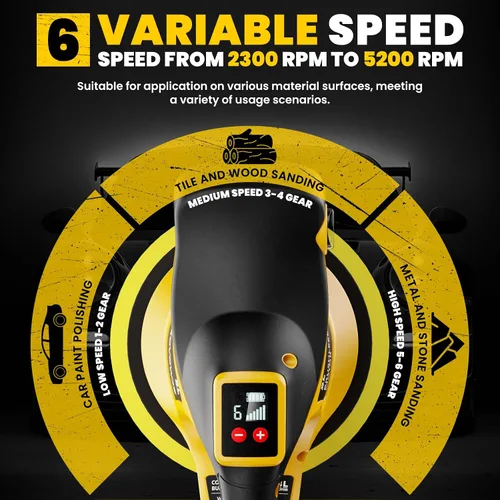 Miniatura 4 de Pulidora inalámbrica para batería Dewalt de 20 V, 450 W sin escobillas para coche, pulidora de cera con disco de 6 pulgadas, 6 velocidades variables