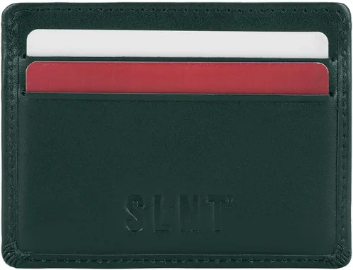 Silent Pocket Cartera de piel de vaca real con bloqueo RFID, ideal para viajes, asegura tu información, Verde -Oliva, Cartera Rfid