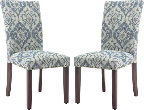 Miniatura 46 de COLAMY Juego de 2 sillas de comedor tapizadas Parsons, sillas de tela para comedor y cocina con detalle de cabeza de clavo y patas de madera