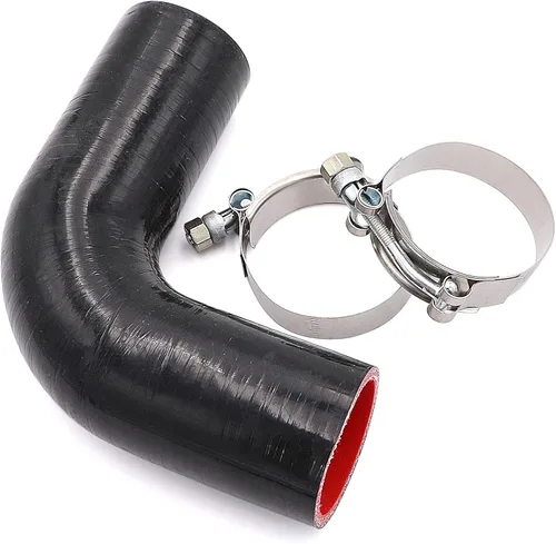 Miniatura 8 de Acoplador de codo de 90 grados de 4 capas de manguera de silicona de 2 pulgadas (51 mm) con abrazaderas de perno en T para tubo de intercooler