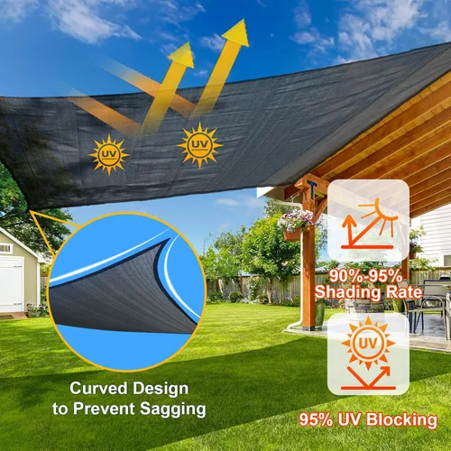 Miniatura 4 de SUNLAX Toldo tipo vela, forma de rectángulo, protección ultravioleta, permeable, para exteriores y patio trasero (hacemos tamaño personalizable), 7