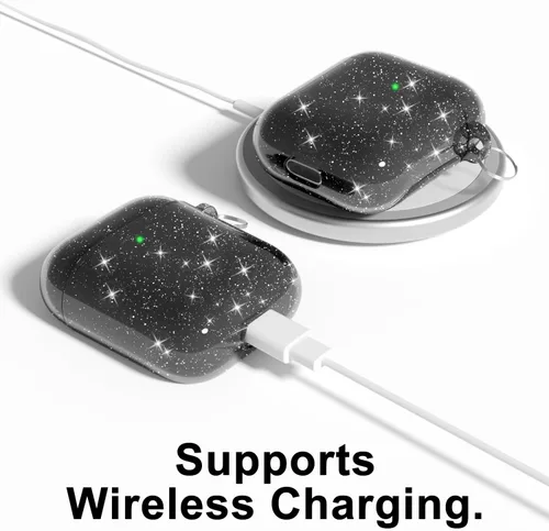 Miniatura 3 de Svanove Funda para Airpods Transparente con Purpurina, Funda Brillante y Bonita para Airpods de 1ª y 2ª Generación con Llavero, Carcasa Rígida
