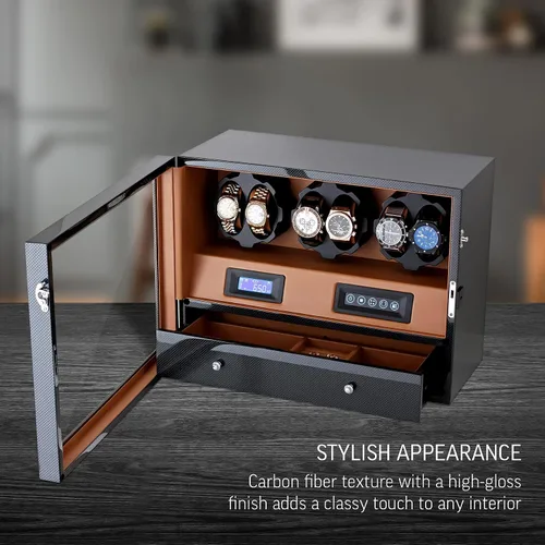 Miniatura 2 de 6 Watch Winder with Jewelry Storage Drawer, LCD Display, Touch Control and Interior Backlight