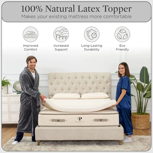 Miniatura 2 de PlushBeds Cubrecolchón mediano de 3 pulgadas Látex orgánico Fabricado en los Estados Unidos Comodidad de lujo Alivio relajante del punto