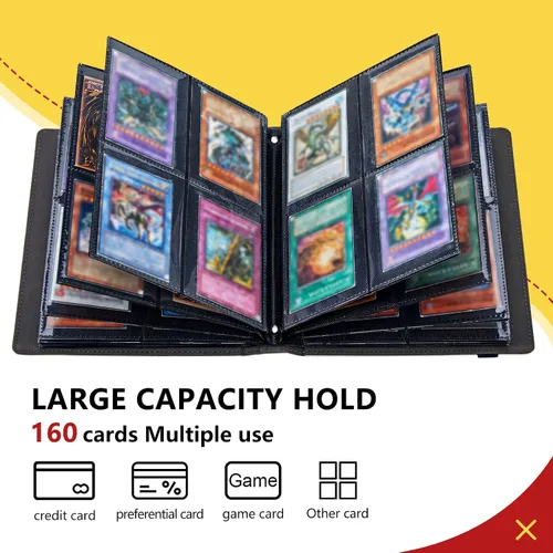 Miniatura 3 de Carpeta de tarjetas de 4 bolsillos con capacidad para 160 tarjetas, carpeta de álbum de coleccionista de libros de tarjetas para Yugioh, MTG, TCG