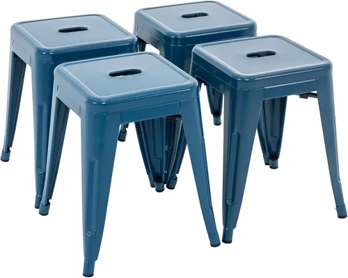Miniatura 16 de Brage Living Juego de 4 taburetes industriales de metal de 18 pulgadas, taburetes apilables para aula, sillas de comedor de metal sin espalda