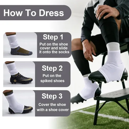 Miniatura 5 de Spats - Fundas para tacos de fútbol, fundas para tacos juveniles, fundas para tacos de bicicleta, fundas para tacos de fútbol que mantienen la Blanco