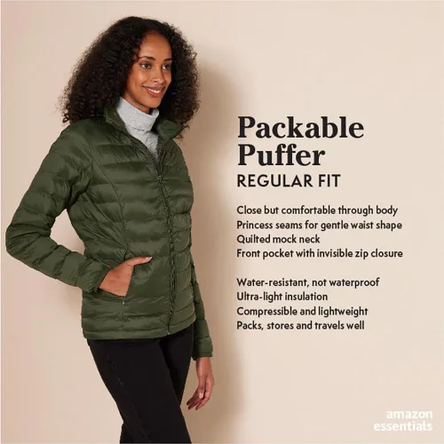 Miniatura 2 de Amazon Essentials Women's Lightweight Long-Sleeve Water-Resistant Packable Puffer Jacket (Available in Plus Size)