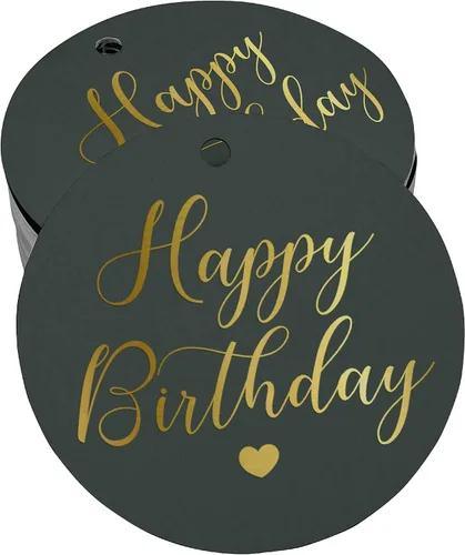 Miniatura 13 de Etiqueta de papel para colgar con texto en inglés «Happy Birthday» (50 unidades)