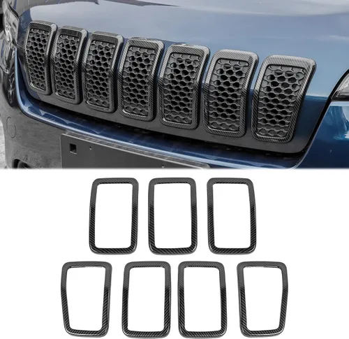 Miniatura 9 de JeCar Insertos de Parrilla ABS Kit de Moldura de Cubierta de Rejilla Compatible con Jeep Cherokee 2019-2021 KL, Negro