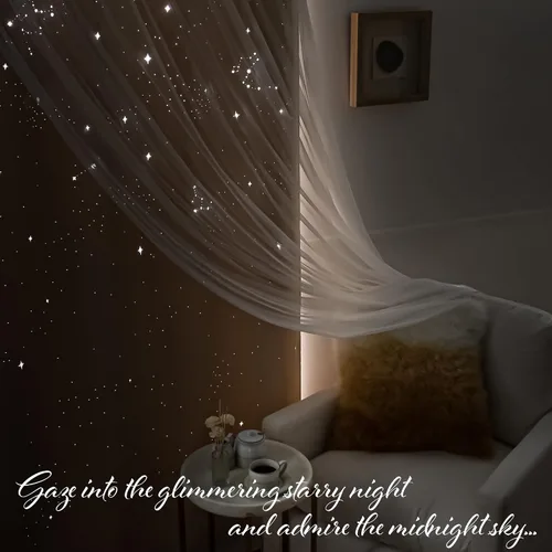 Miniatura 5 de Best Home Fashion Par de cortinas opacas con revestimiento de tul y corte láser, paneles de ventana con ojales plateados para dormitorio, habitación