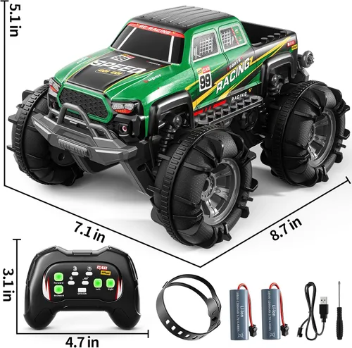 Miniatura 7 de PEADUCK Auto a control remoto para niños de 6 a 12 años, camión RC todo terreno con spray y luz, giros de 360°, 2.4GHz, camión monstruo a control