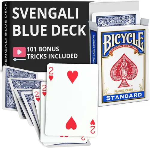 Miniatura 41 de Ted's Sterling Magic Precision Blue Rider Back Bicicleta Svengali Deck con instrucciones para más de 100 trucos (2 de clubes)