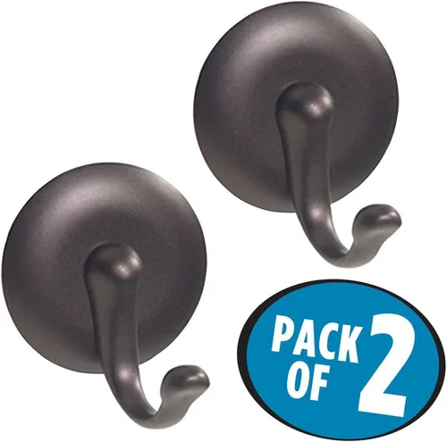 Miniatura 3 de iDesign York AFFIXX - Ganchos de almacenamiento autoadhesivos de plástico sin BPA, 2.3 x 2 x 1.5 pulgadas, bronce (paquete de 2)