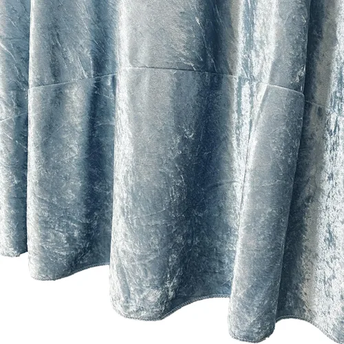 Miniatura 4 de YOUR CHAIR COVERS - Mantel redondo de terciopelo triturado de 120 pulgadas para mesas redondas de 5 pies - Azul polvoriento Azul empolvado