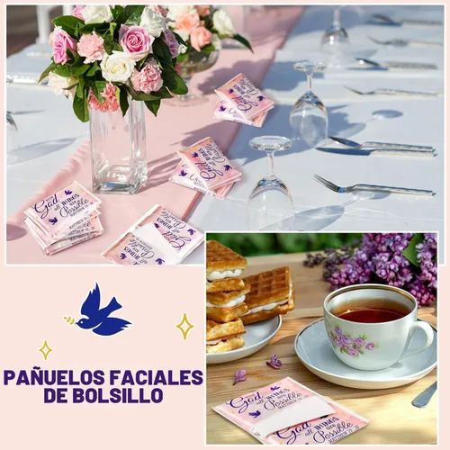 Miniatura 5 de Sinmoe Paquete de 60 pañuelos de bolsillo cristianos de viaje, 3 capas, tamaño de bolsillo, pañuelos de viaje de boda para invitados, mini cartera