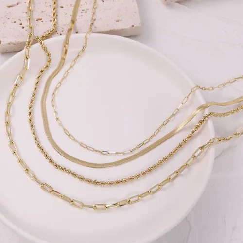 Miniatura 7 de LEXODY Collares apilables para mujer, chapados en oro de 14 quilates, collares de oro en capas, delicado collar de oro con puntos, cadena