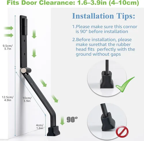 Miniatura 5 de Tope de puerta abatible para parte inferior de la puerta, tope de puerta de metal resistente con punta de goma, tapón de apertura de puerta de piso