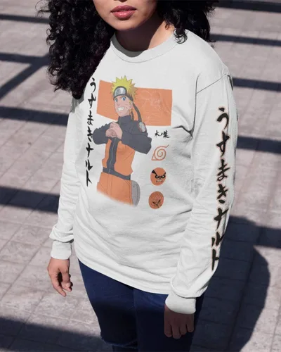 Miniatura 4 de Ripple Junction Naruto Shippuden Naruto Block Symbols Anime Adulto Unisex Camiseta de manga larga con licencia oficial, talla única