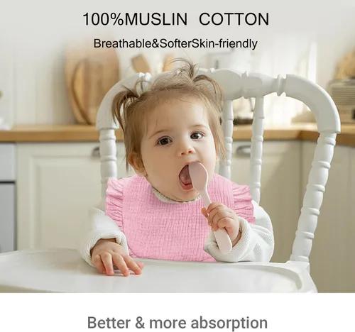 Miniatura 2 de Baberos de muselina para bebé, 6 baberos bandana para baba y dentición, algodón suave y absorbente para recién nacido