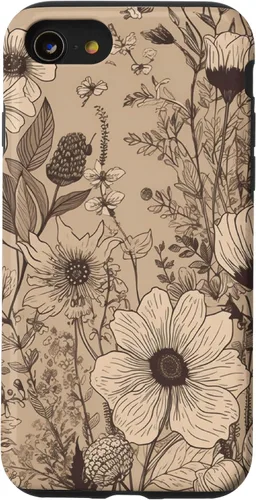 Miniatura 17 de Funda para iPhone 13 Pro Beige Tan Wildflower Floral Minimal Flower Boho