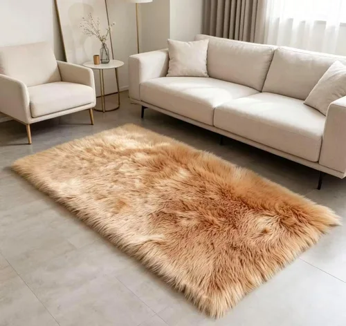 Miniatura 48 de Alfombra de piel sintética de 2 x 6 pies, color beige, lavable a máquina, súper suave, esponjosa, alfombra de piel de oveja mullida para dormitorio